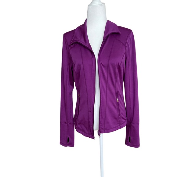 Zella Jackets & Blazers - Zella purple light zipper down front jacket with sexy back. Like new. Size M